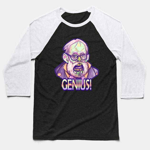 Zombified Genius: Watercolor Tribute to George Romero Baseball T-Shirt by SeleneWitchStore